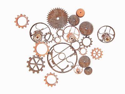 Vintage Mechanical Wall Decor With Rustic Metal Gears And Intricate Cogwheel Design 3d model
