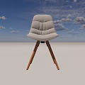 White Padded Accent Chair With Quilted Backrest And Light Wooden Legs