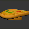 Cartoon Style Pizza With Yellow Crust Red Tomato And Green Vegetable Toppings