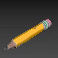 Yellow Pencil With Pink Eraser Cap Green Gray Bands And Sharpened Tip