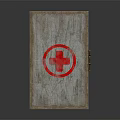 Vintage Medical Equipment Storage Wooden Box With Red Cross Symbol Design