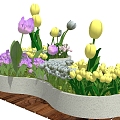 Tulip flowers landscape beautiful Chen 3d model