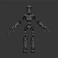 Detailed Mechanical Robot Character With Silver Body Articulated Joints And Blue Eyes