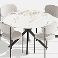 Modern Dining Table and Chair Round Dining Table and Chair Single Chair 3d model