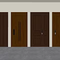 Four Brown Wooden Security Doors With Different Designs Classic Style And Secure Locks