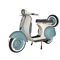 Vintage Light Blue And White Scooter With Round Headlight Black Seat And Wheels