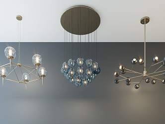 Modern chandelier fashion simple metal chandelier combination 3d model