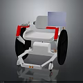 Modern White Wheelchair With Red Armrests Black Wheels And Sleek Structure