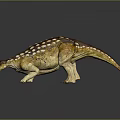 Realistic Ankylosaurus Dinosaur 3D Model With Yellow Brown Body Armored Back And White Spots