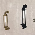 Modern Gold And Black Wall Lamps Mounted On Light Gray Wall With Green Foliage
