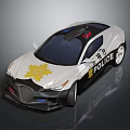 Functional Police Vehicle with Modern Sports Car Design Black White Yellow Livery Police Lights Emblem