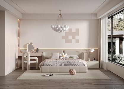 Cream bedroom Modern children's room 3d model