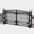 Modern Entrance Gate Design With Black Metal Railings And Geometric Patterns