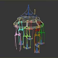 Unique Multi Layer Chandelier With Metal Frame And Hanging Decorative Lamps