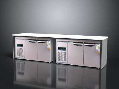 Stainless Steel Commercial Refrigerators Freezers With Double Doors And Control Panel For Kitchen 3d model