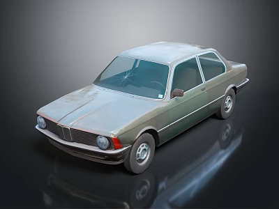 Rusty Vintage Sedan Car With Weathered Exterior And Classic Design 3d model