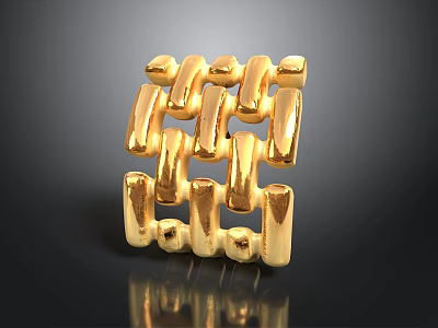 Golden Woven Decorative Household Accessory With Shiny Metallic Surface 3d model
