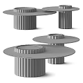 Modern Glass Coffee Table With Metal Cylindrical Legs And Round Top Design