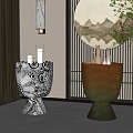 New Chinese style side several side several combination 3d model