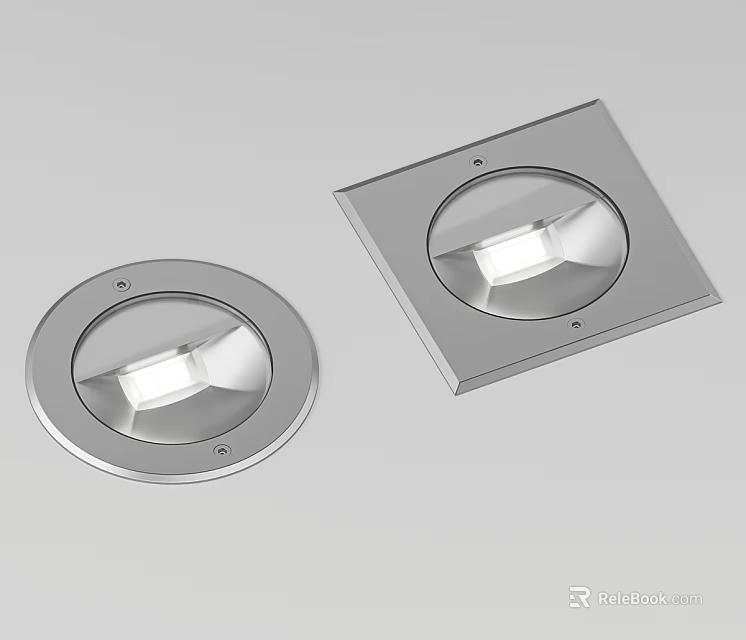 Outdoor Round and Square Stainless Steel Recessed Garden Waterproof Lights 3d model 