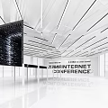 Modern Internet Conference Hall Interior With White Ceiling Lighting And Large Screen 3d model