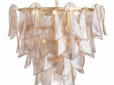 Stylish Elegant Transparent Glass Petal Chandelier With Layered Pendant Hanging Design 3d model