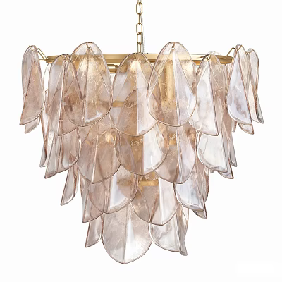 Stylish Elegant Transparent Glass Petal Chandelier With Layered Pendant Hanging Design 3d model