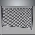 Sturdy Metal Mesh Fence With Grid Pattern And Steel Support Posts 3d model