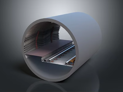 Cylindrical Pipe Structure With Internal Metal Layers Support Tracks And Components 3d model