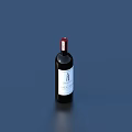 Black Wine Bottle With Red Cap And White Label On Dark Background 3d model
