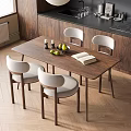 Mid-ancient dining table and chair combination dining table dining chair restaurant 3d model