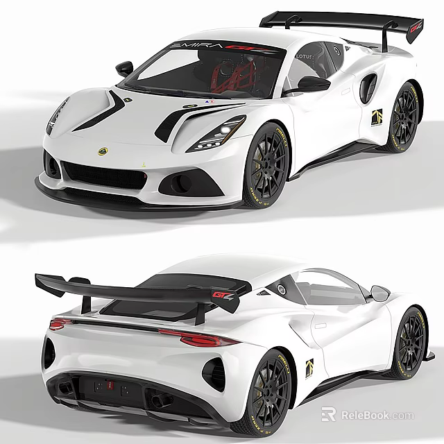 White High Performance Sports Car With Sleek Design Black Wheels And Rear Spoiler 3d model 