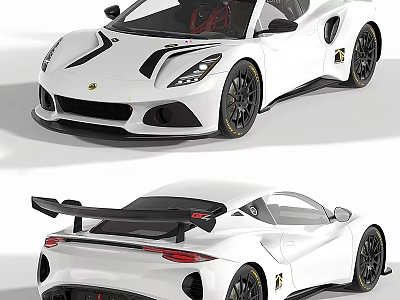 White High Performance Sports Car With Sleek Design Black Wheels And Rear Spoiler 3d model