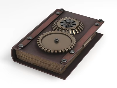 Vintage Electronic Device With Brown Leather Cover Metal Gears And Riveted Design 3d model