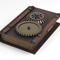 Vintage Electronic Device With Brown Leather Cover Metal Gears And Riveted Design