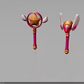 Pink And Orange Fantasy Magic Wand With Star Shape And Wing Decorations