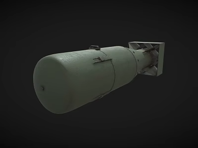 Green Military Weapon With Cylindrical Metal Shell Fins And Rear Attachment Parts 3d model
