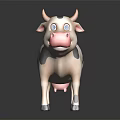 Cute Cartoon Cow Character With Brown Horns Black White Spots Pink Nose And Blue Eyes