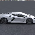 White Lamborghini Sports Car With Sleek Design Sharp Front Black Wheels And Green License Plate