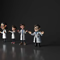 Four Cartoon Doctor Characters in White Coats with Open Arms