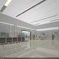 Modern Spacious Health Checkup Center Interior With Reception Desk And Waiting Chairs