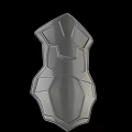 3D Rendered Modern Metal Shield Featuring Tactical Design And Geometric Structural Details