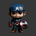 Cute Chibi Captain America Character In Blue Uniform With Red White Blue Star Shield