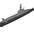 Military Submarine Warship Sailing on Ocean Surface with Conning Tower