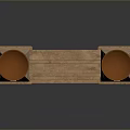 Symmetric Stone Architectural Structure With Copper Bowl Tops And Central Steps
