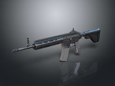 Modern Tactical Rifle with Black Finish Detachable Magazine and Rail System 3d model