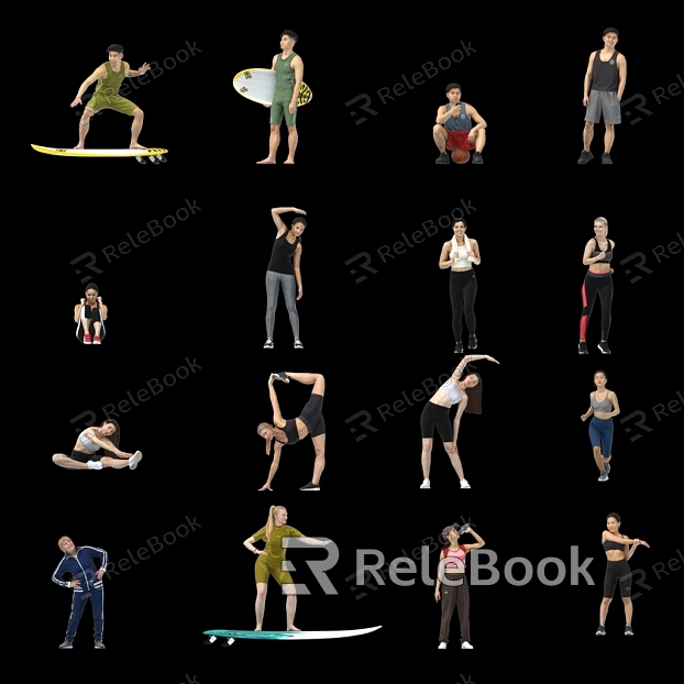 Sports People Yoga Surfing Warm-up Fitness Running model