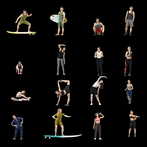 Sports People Yoga Surfing Warm-up Fitness Running 3d model