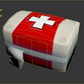 Red White First Aid Kit With Cross Symbol Portable Medical Emergency Equipment