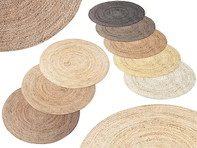 Natural Woven Round Rugs in Neutral Tones for Modern Home Interiors 3d model